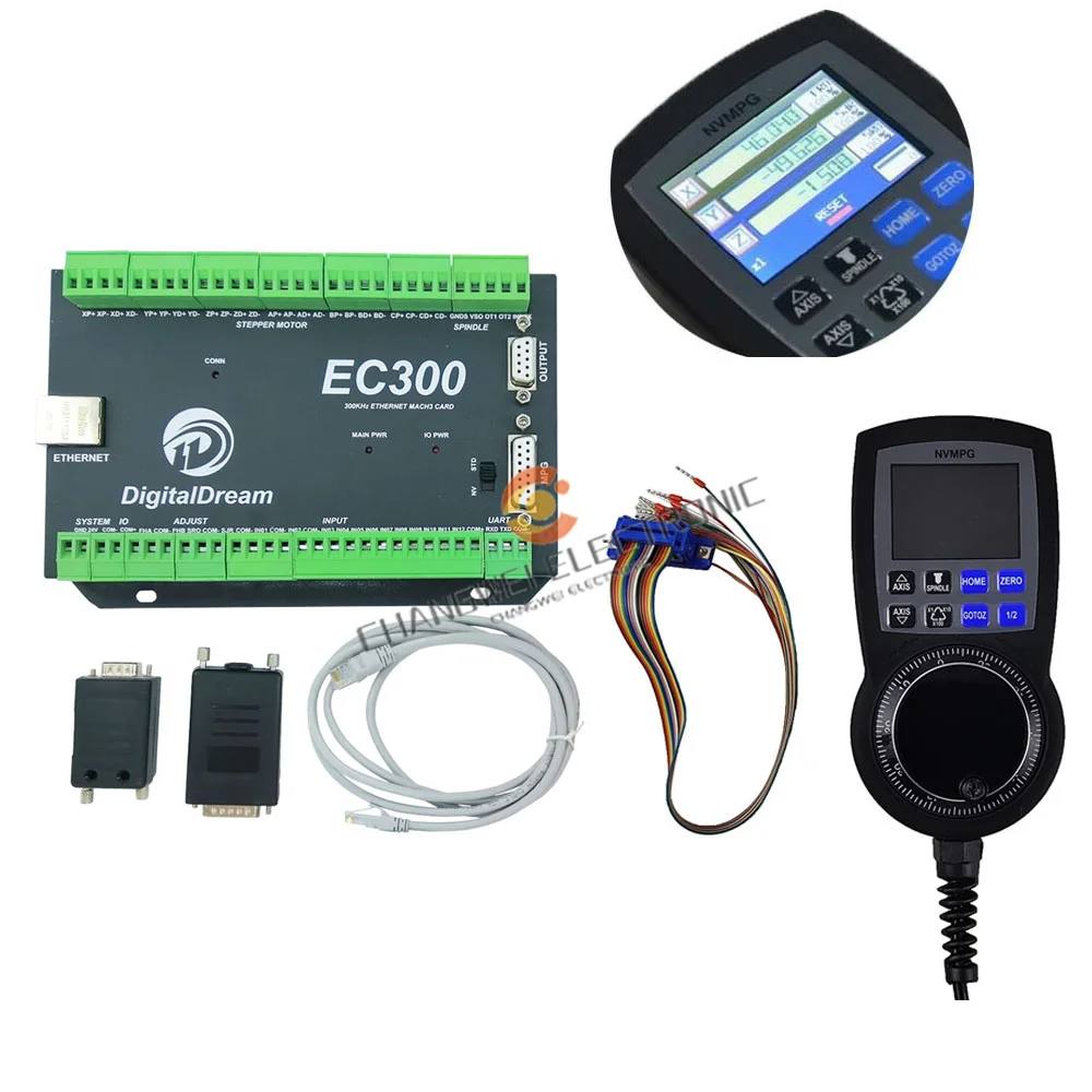 

CNC EC300 Milling Machine Controller Upgrade Ethernet 3/4/5/6 Axis Motion Control Board Kit With Mach3 Digital Display Handwheel