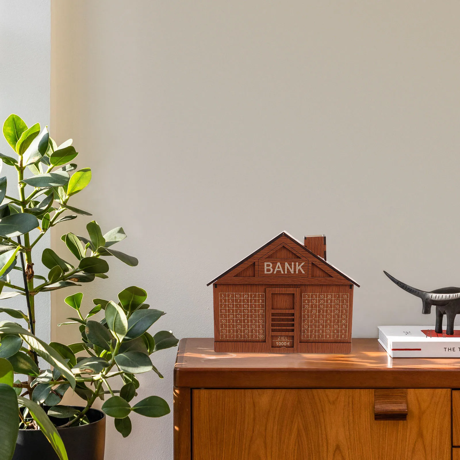 Creatieve houten huis spaarpot voor kinderen 1000 besparingen doel decoratieve houten spaarpot muntcontainer spaarpot voor kinderen