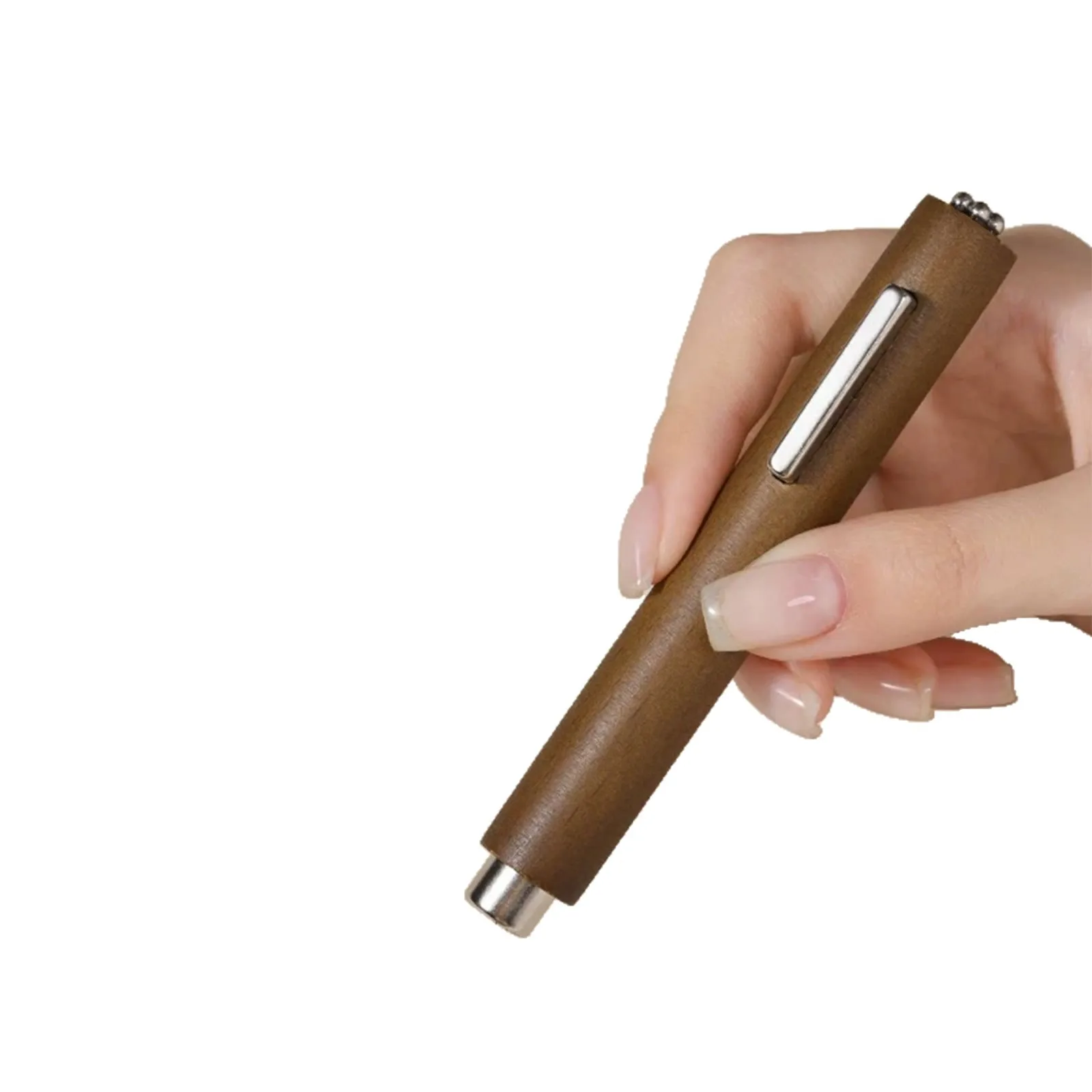 3-in-1 Wooden Cat Eye Magnet Pen for Nails, Multi-Functional Cylindrical DIY Tool for Stunning Gel Polish Designs (Black Walnut)