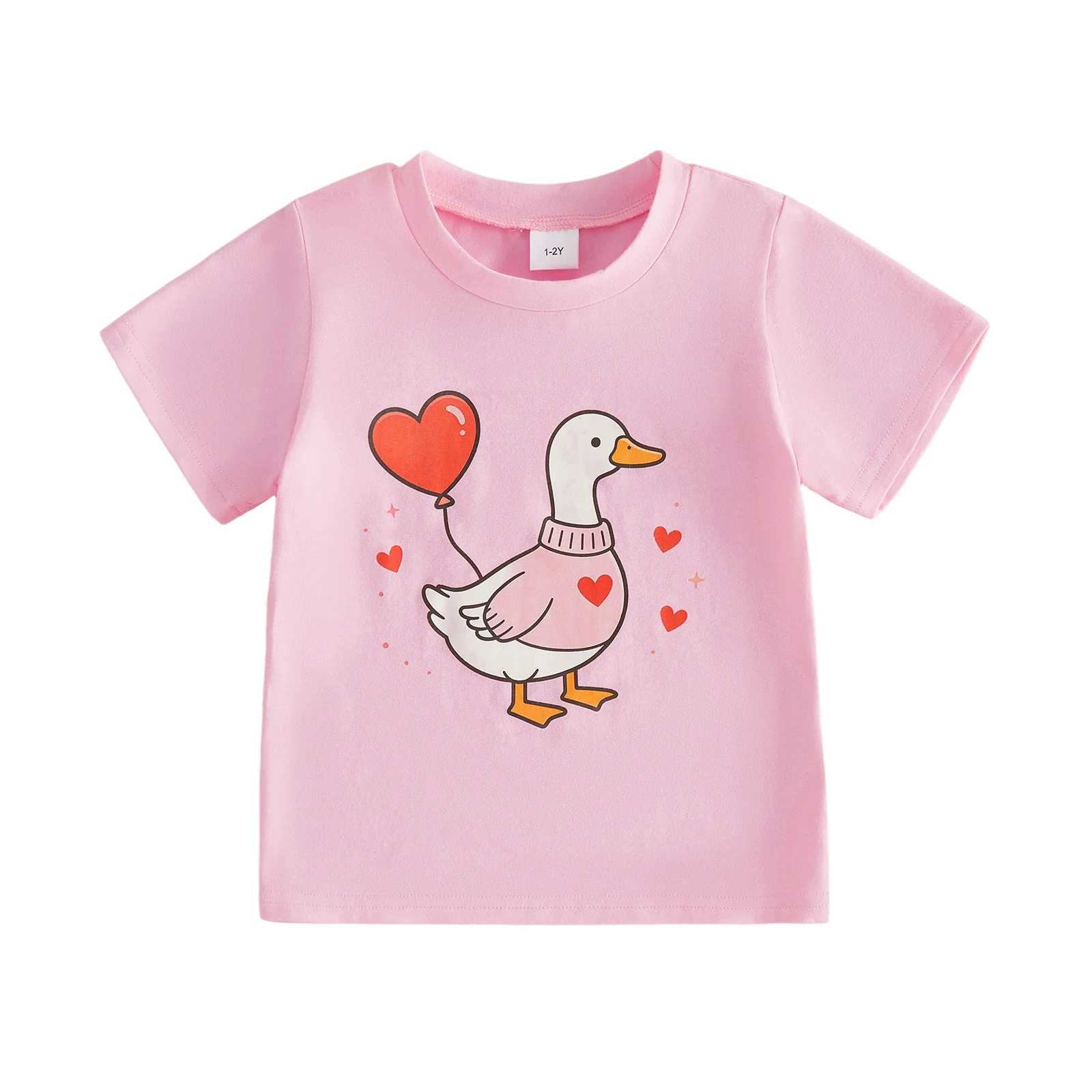 Toddler Girl Valentine s T Shirt Heart Print Short Sleeve Round Neck Tops