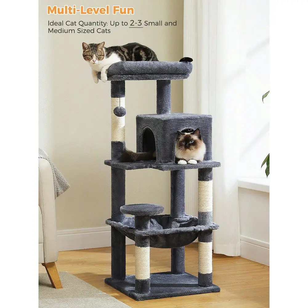 

45.7 Cat Tree For Indoor Cats, 5Level Cat Tower For Large Cats With Metal Frame Large Hammock 17.7 X15.7 , Cat Condo With 15.7
