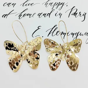 Europe and exaggerated America Butterfly Earring Accessories Bronze Material Irregular Pressure Oco Butterfly Earring 12 Main Sales Earring Pressure - №6