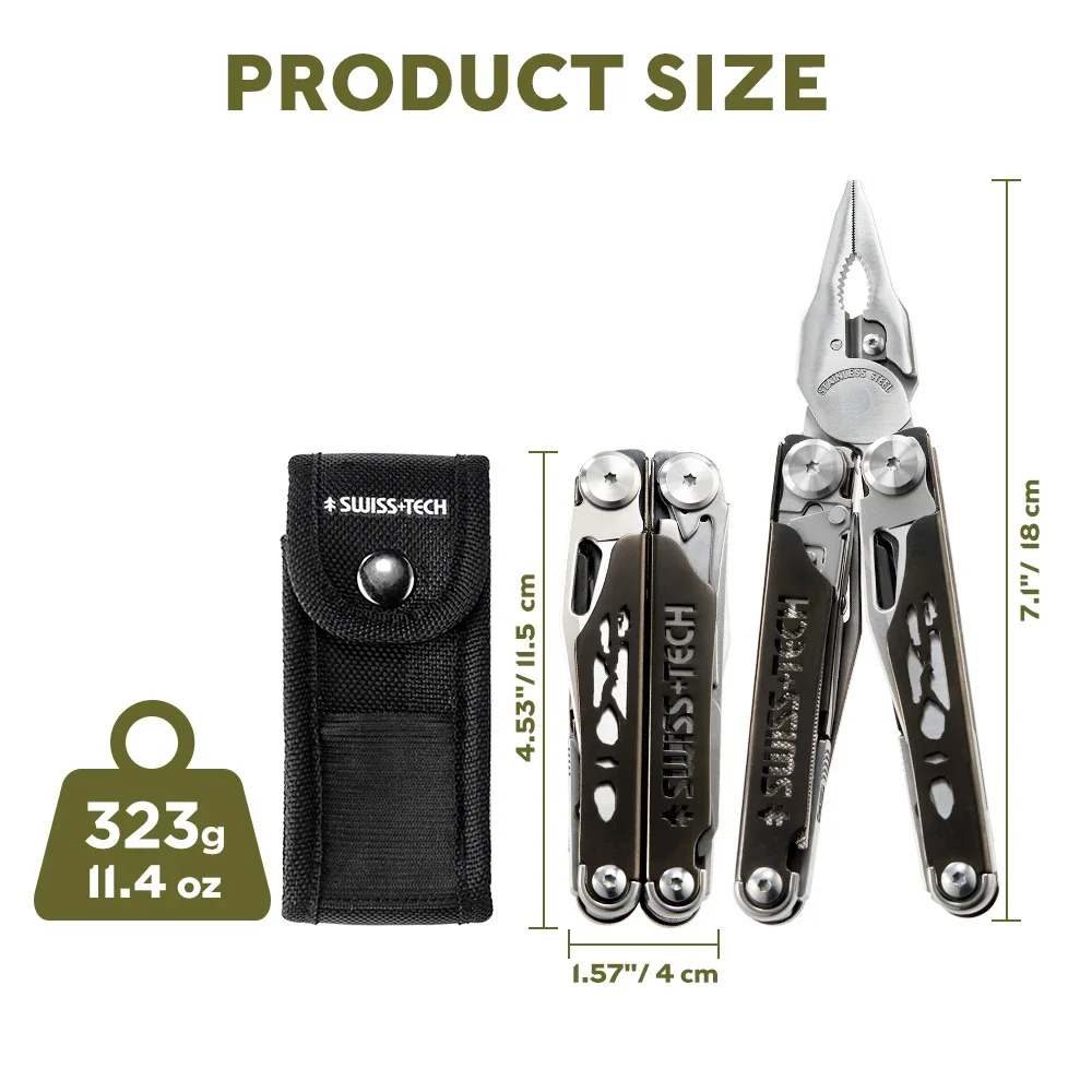  Multi-Plier マルチツール SWISS TECH 37-IN-1 MultiTool Clamp Folding Pliers Replaceable Saw