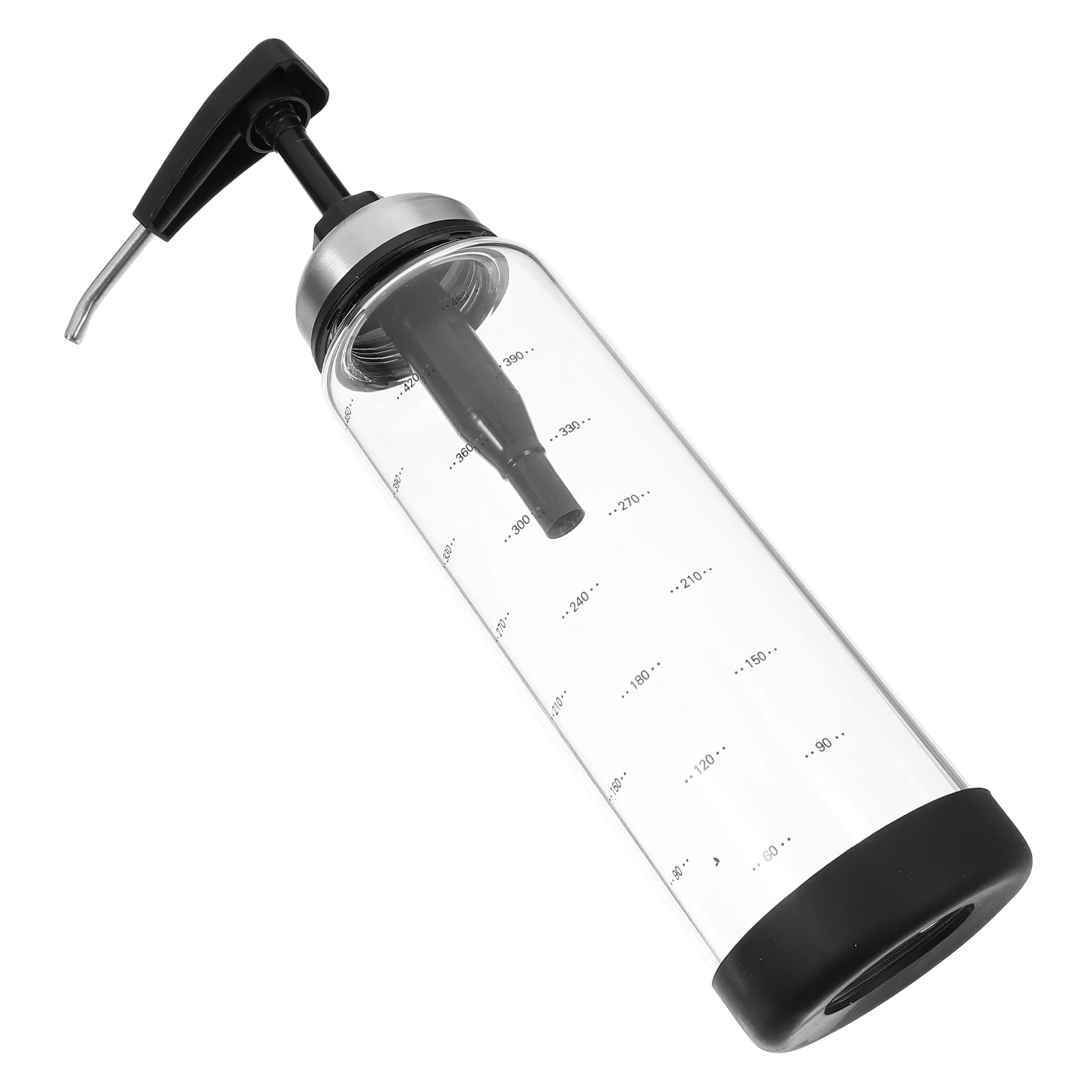 

500Ml Sauce Press Bottle Glass Stainless Steel Condiment Dispenser for Ketchup Mustard Honey Oil Vinegar Salad Dressing Jam