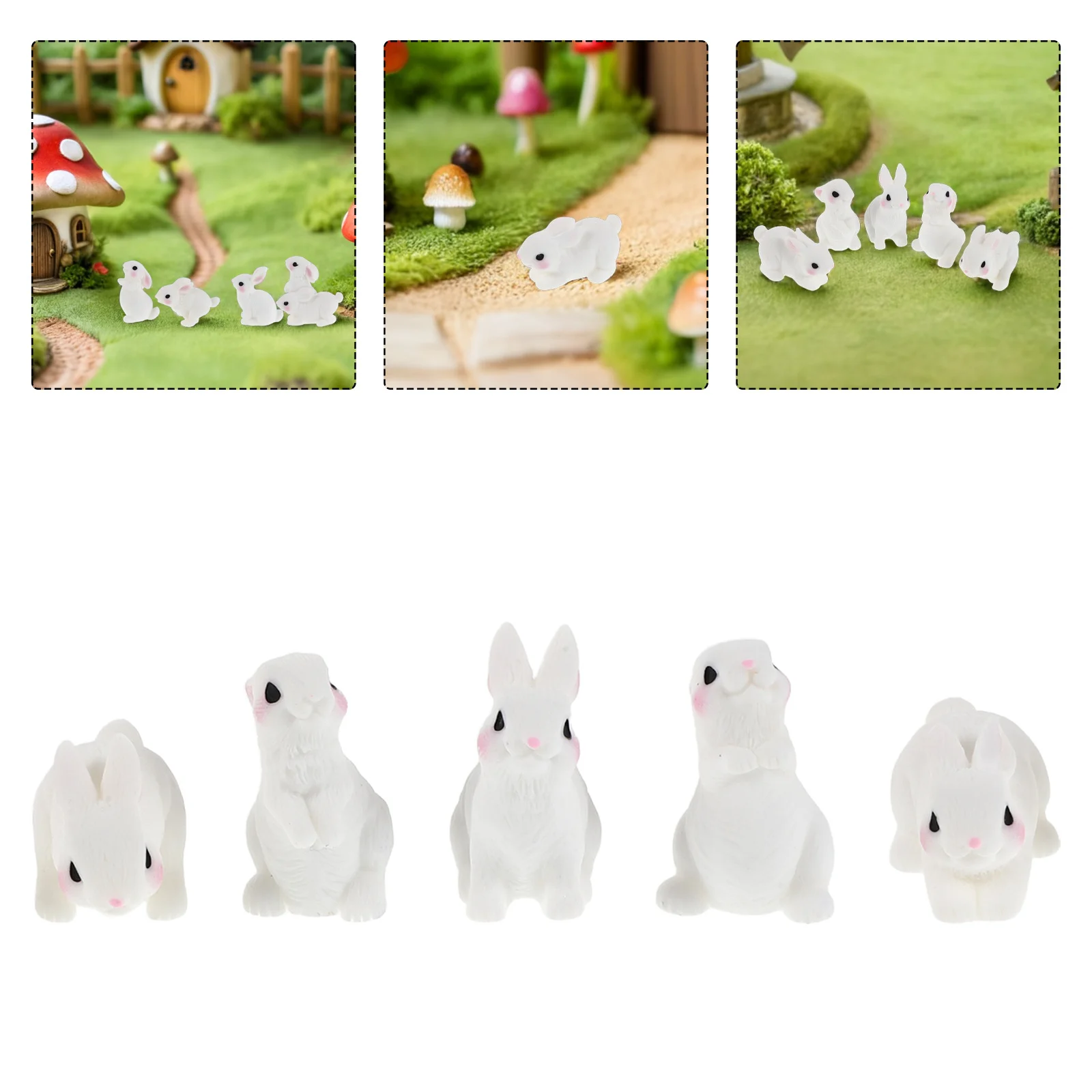 

20Pcs Cute Bunny Decor: Detailed Miniature Animal Figurines for Terrarium Bunny, Farmhouse Easter Decor, Shelf, Cake Topper Use