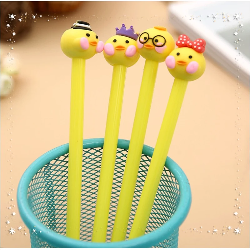 

Wholesale Cute Cartoon Yellow Duck Gel Pens Set Duck Black Student Pens School Supplies