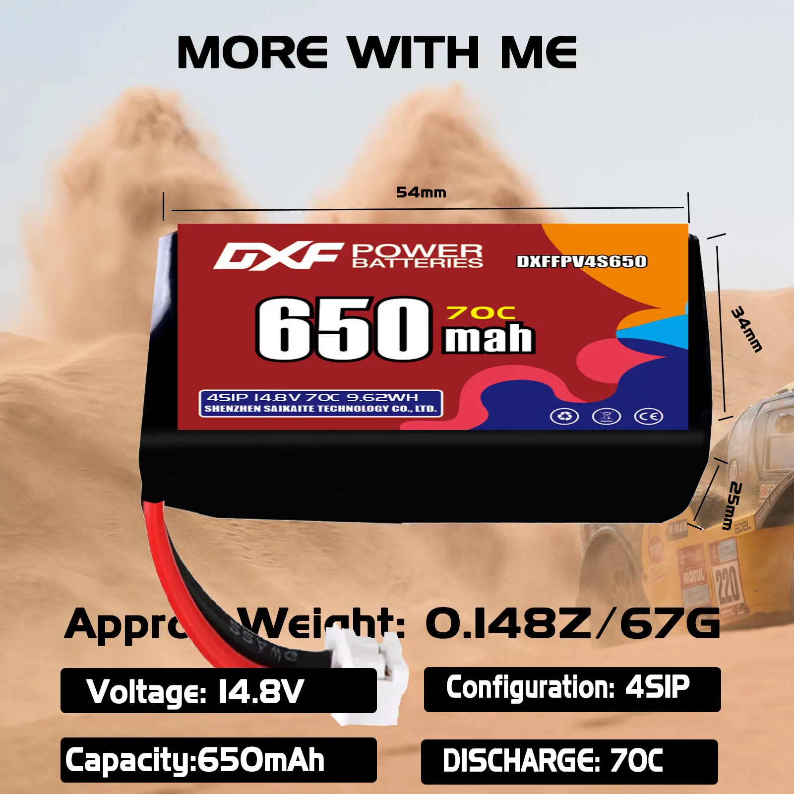 DXF Lipo 4S Batterij 14.8V 650mAh 70C met XT30 XT60 JST Plug voor Vliegtuig RC Helicopter Quadcopter FPV Racing Drone Onderdelen