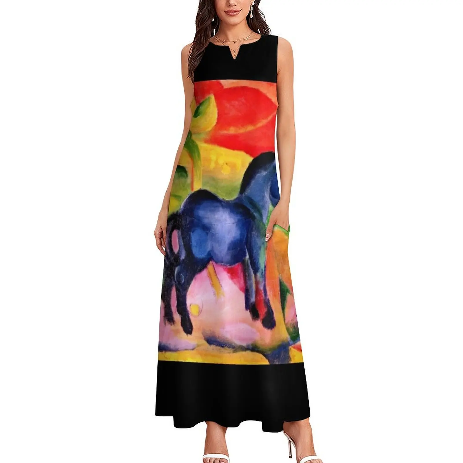 Franz Marc - Little Blue Horse Long Dress Bride dresses women's clothing korea stylish