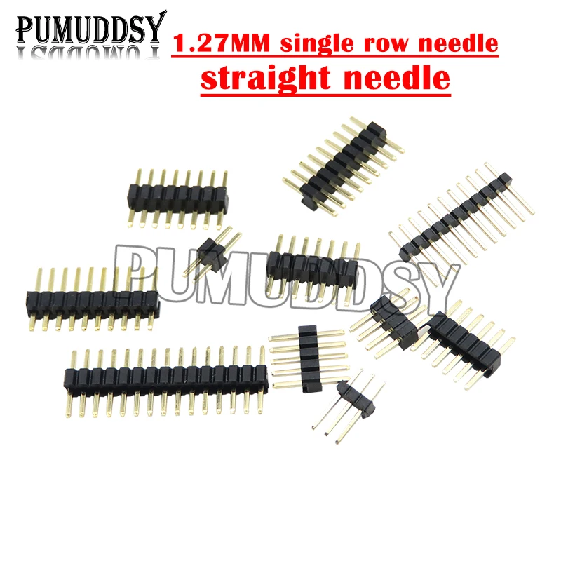 1.27mm 1.27 Pin Header Single Row Male Breakaway PCB Board  Connector Pinheader 1*2/4/5/6/8/10/12/15-40P 50P