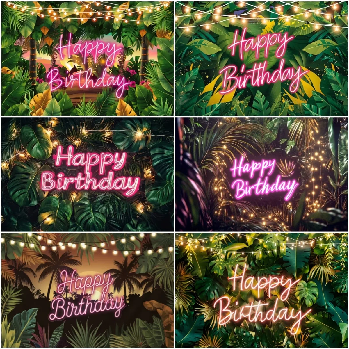 

Summer Hawaii Happy Birthday Party Decoration Background Coconut Tree Palm Leaves Backdrop Photography Studio Photo Baby Shower