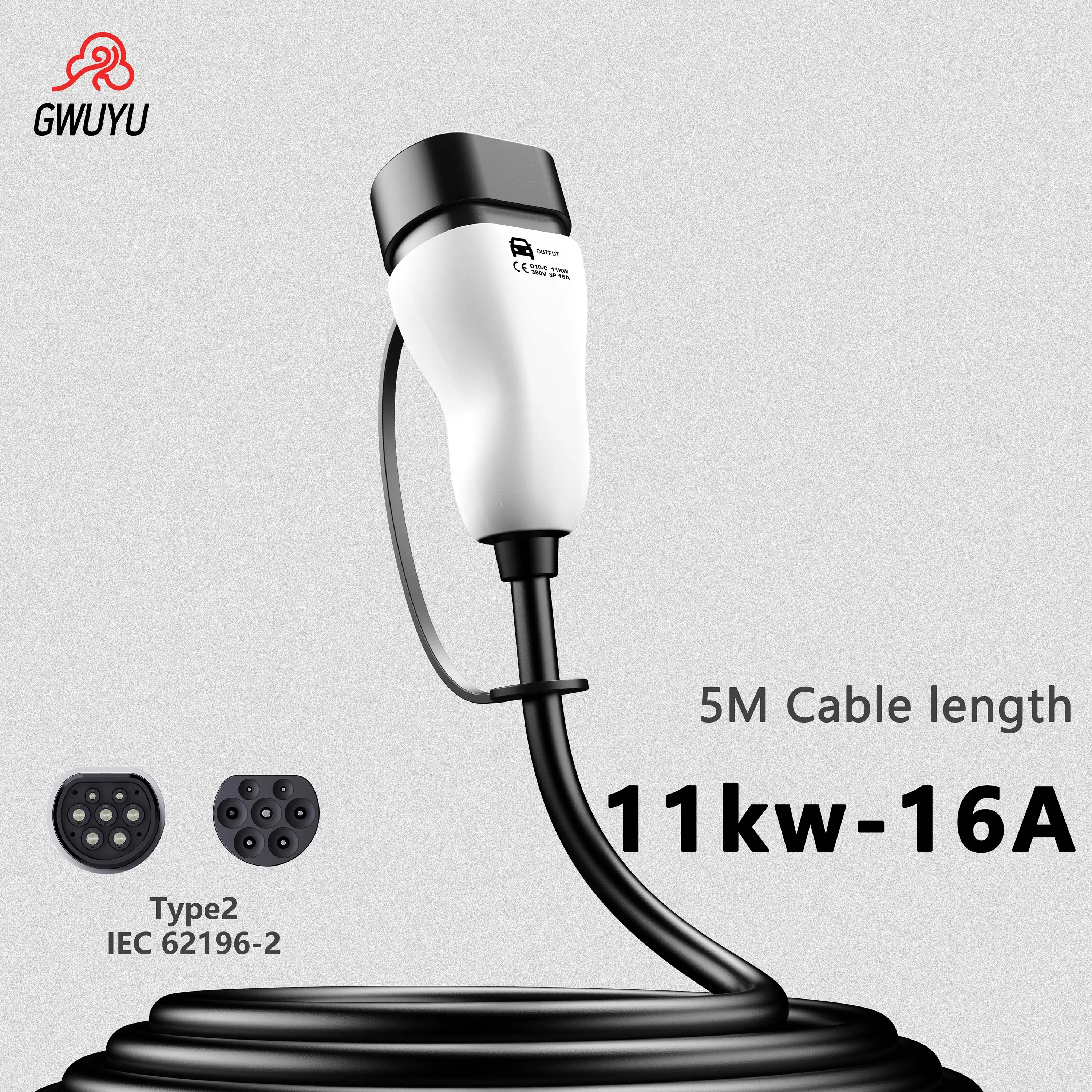 Ev Charging Cable 5M 22Kw - GWUYU Pistola di ricarica AC per