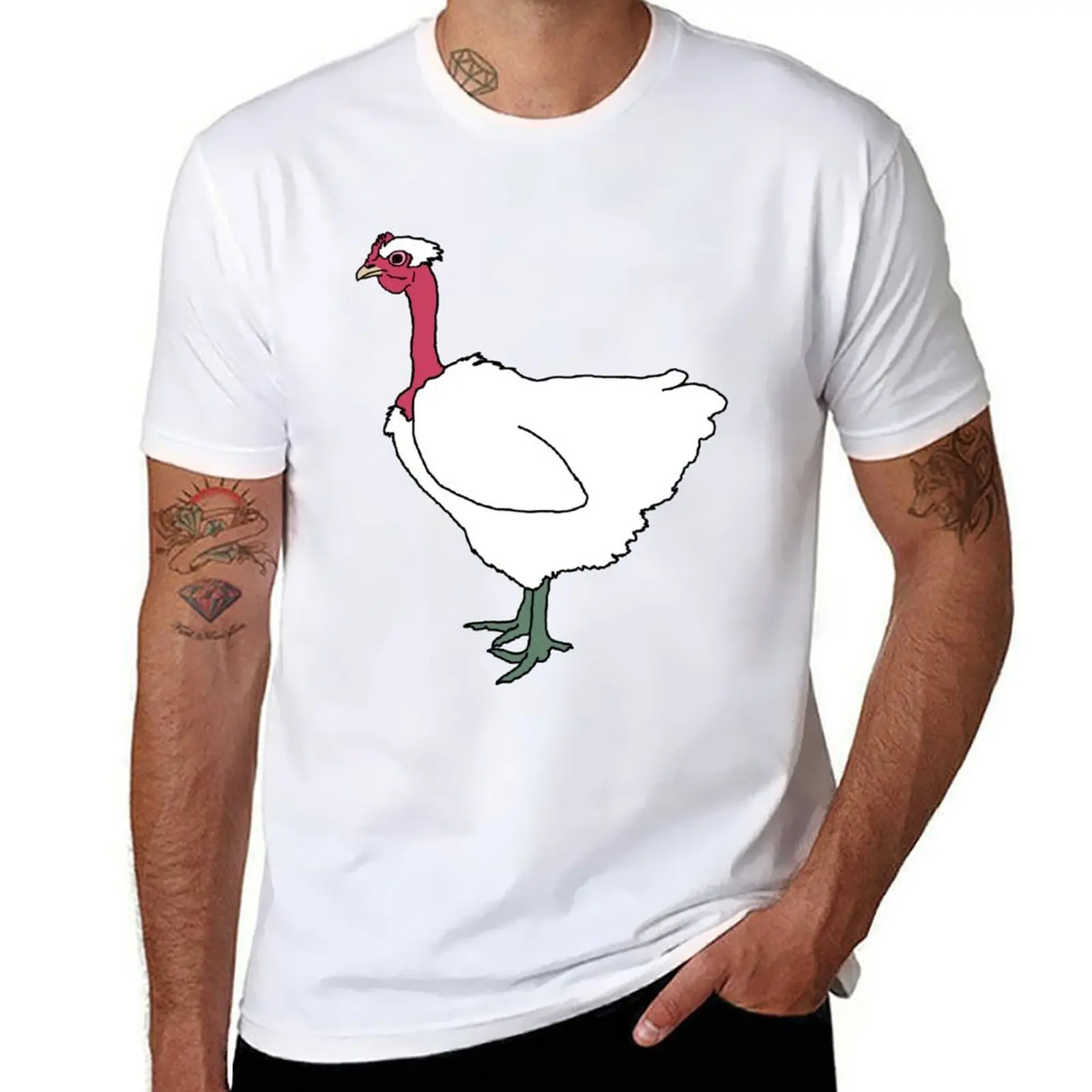 Naked Neck Hen - White T-Shirt blue lock blacks anime tshirt mens tall t shirts