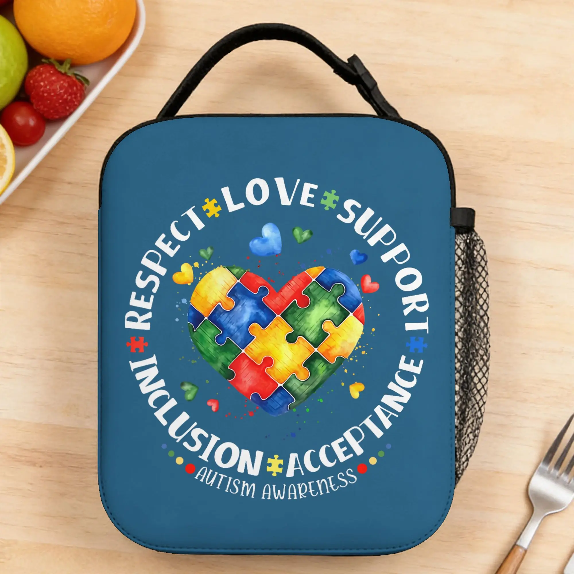 Autism Puzzle Autism Awareness Lunch Bag Picnic Portable Lunch Box For Child  Oxford Graphic Cooler Bag