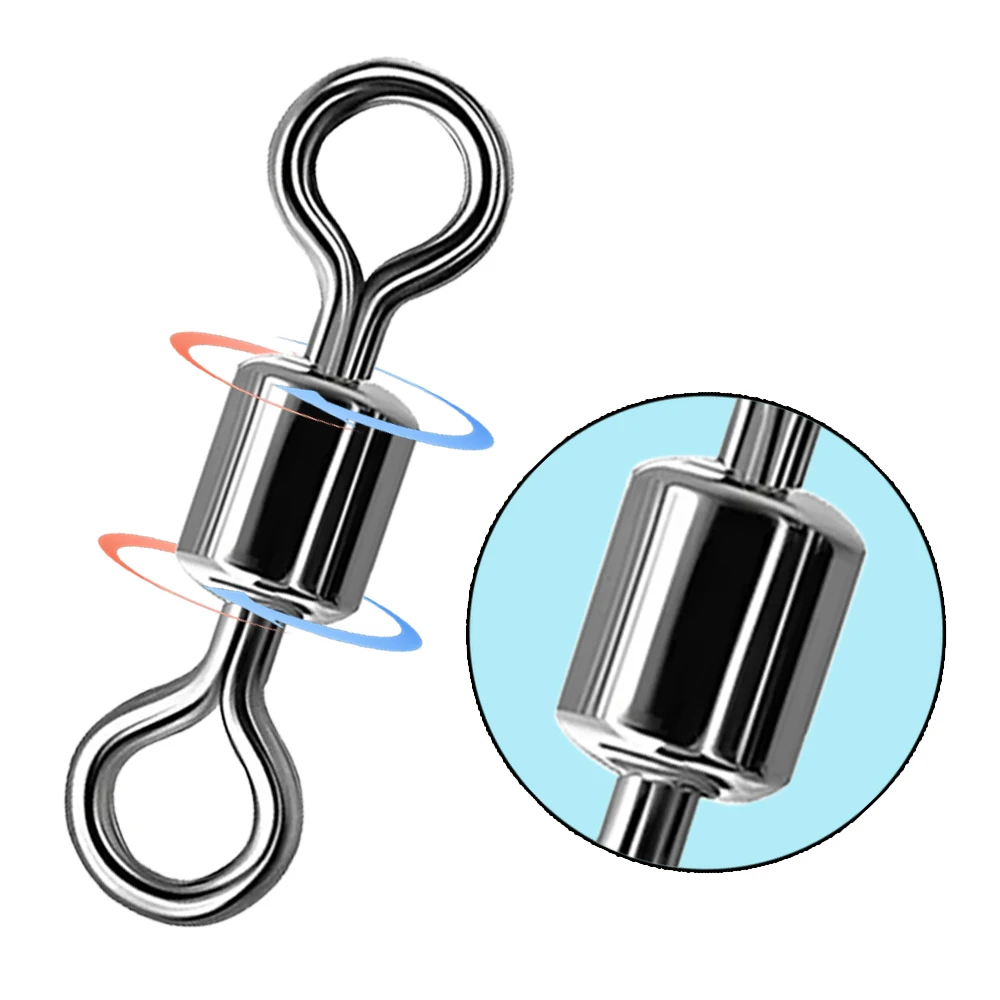 100PCS Stainless Steel Bearing Rolling Connector Rotate Set Saltwater Freshwater Fishing Swivel Tackle Box Lure Line Tool image 2