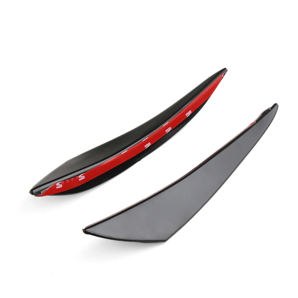 

6 Crescent Wind Sword Car Bumper Splitter Spoiler Black UV Coated Durable PP Universal Front Shovel Lip Cover Easy Stick Firmly