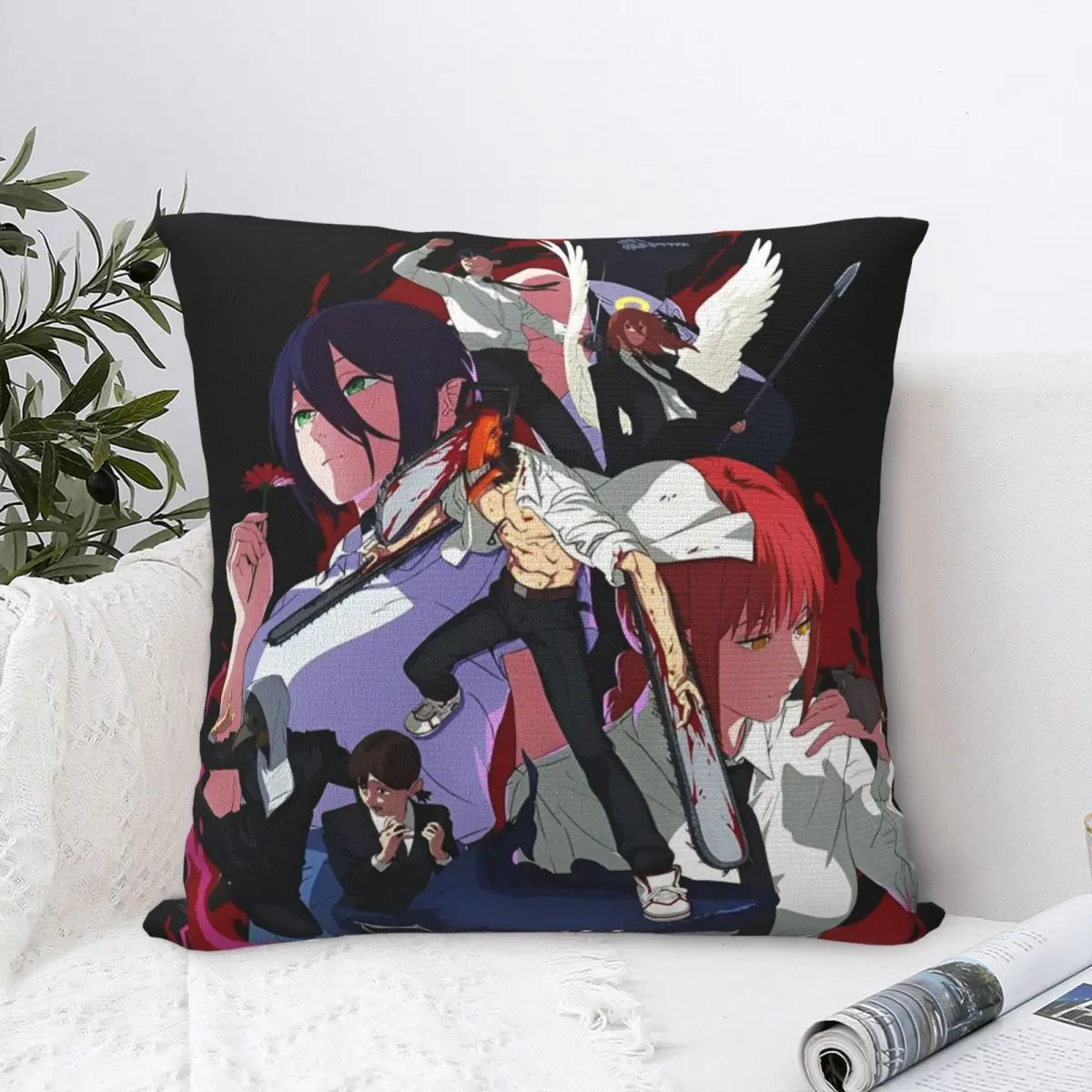 Chainsaw Man Reze Pillow Cases Makima Power Aki Denji Cushion Covers Novelty Throw Pillow Case Cover for Living Room 18