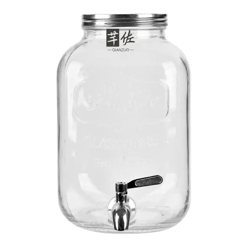 حوض مشروبات زجاجي كبير السعة مع صنبور البيرة التجارية كوكا كولا شاي الفواكه زجاجة تخمير وعاء عصير المشروبات الباردة #5