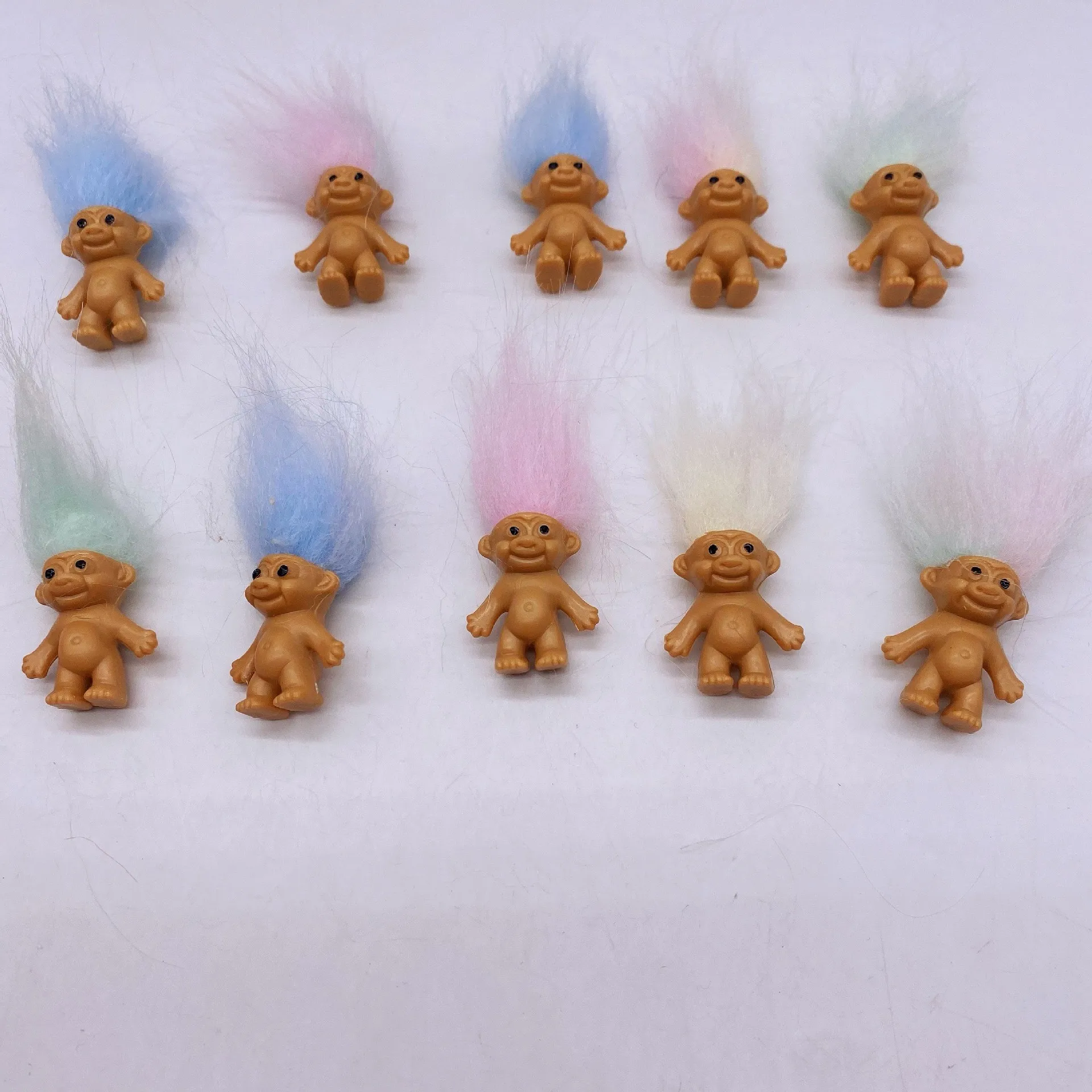 10/20PCS Mini Long Hair Vintage Troll Dolls, Lucky Cute Colorful Ornaments, Christmas Halloween Party Decorations view 5