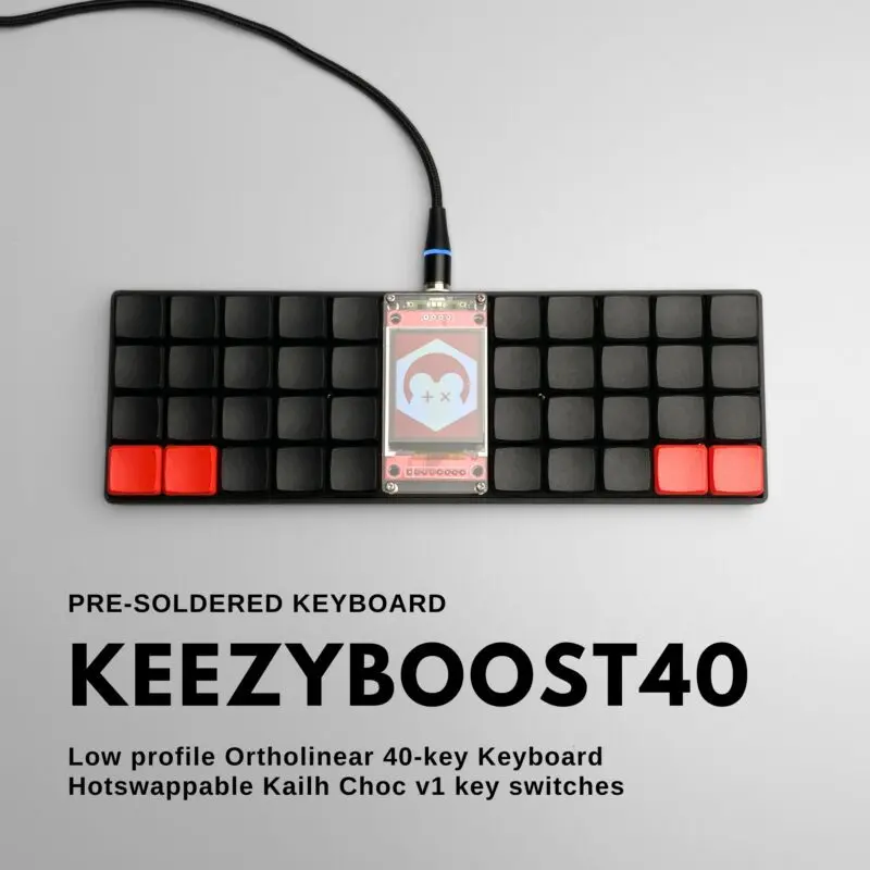 

Keezyboost40 Low Profile Choc Ortholinear Keyboard with Big LCD Screen Hot Pluggable Choc V1 Wired Mini Keyboard VIAL Firmware