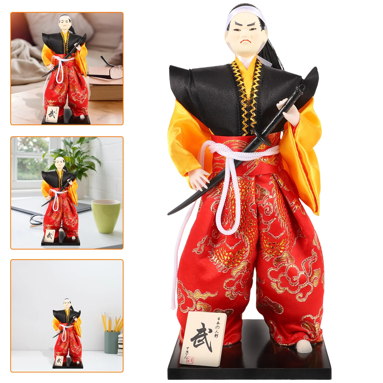 

Japanese Samurai Ornaments Decorations Housewarming Gift Home Crafts Statue Figure Desktop Cloth Man Party