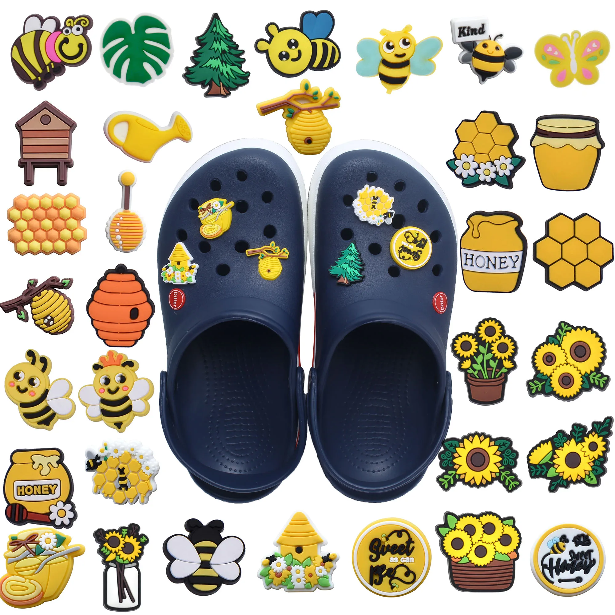 

1Pcs Bee honey chrysanthemum Accessories Sneakers Shoe Decoration for Women Men Christmas Gift Alligator Wholesale