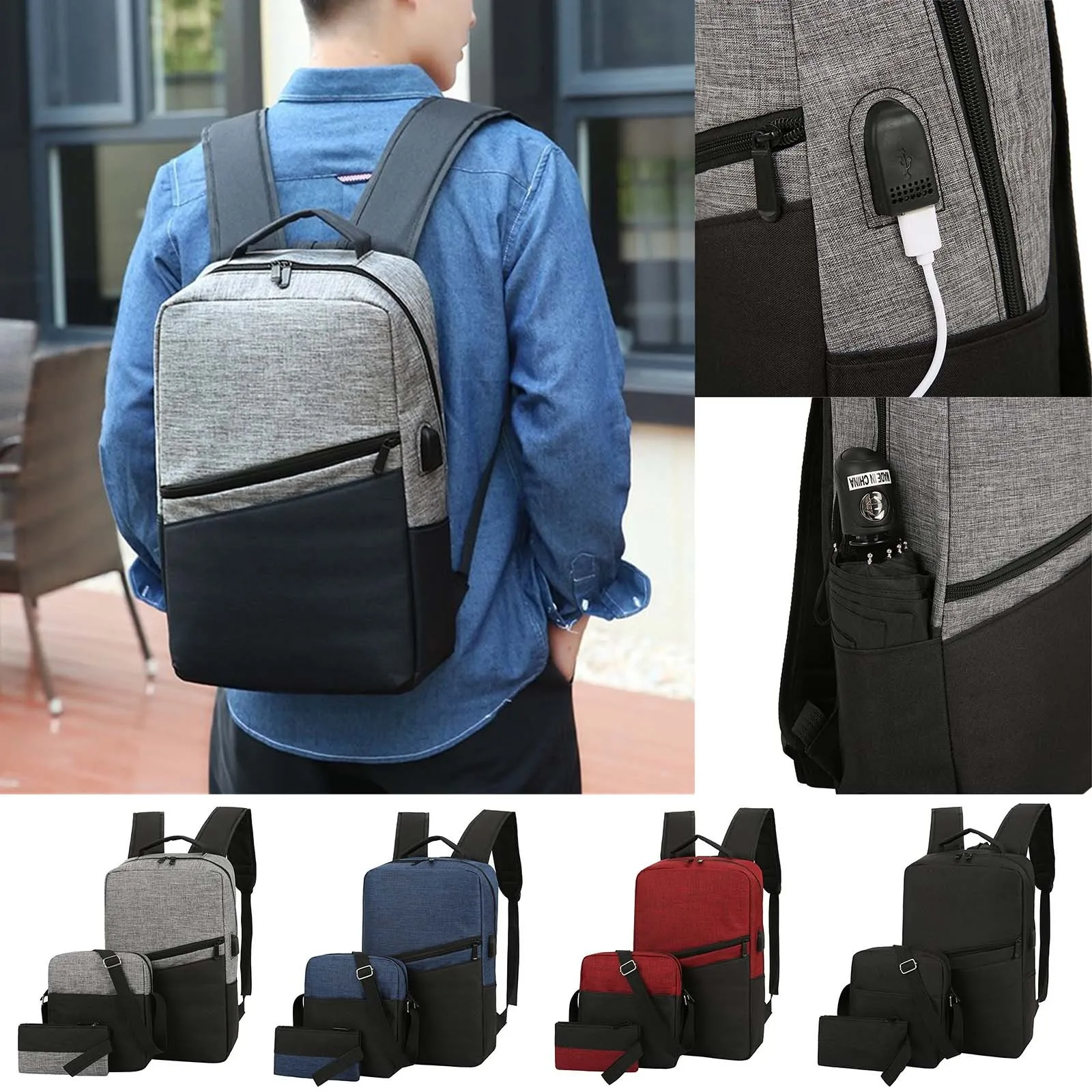 Men\'s backpacks Mens And Womens Backpack Color Matching Three Piece Computer Business Bag Shoulder bags for women trend 2024