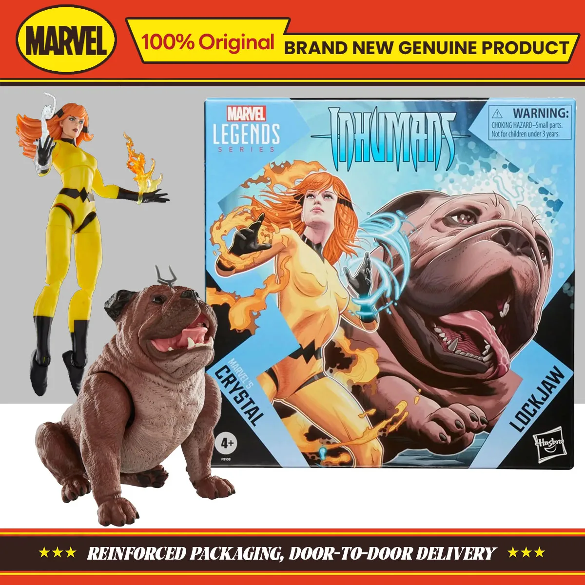 В наличии Hasbro Marvel Legends Series Crystal & Lockjaw, 2 шт., 15 см, коллекция экшн-фигурок, оригинальная модель, игрушечный орнамент, подарки