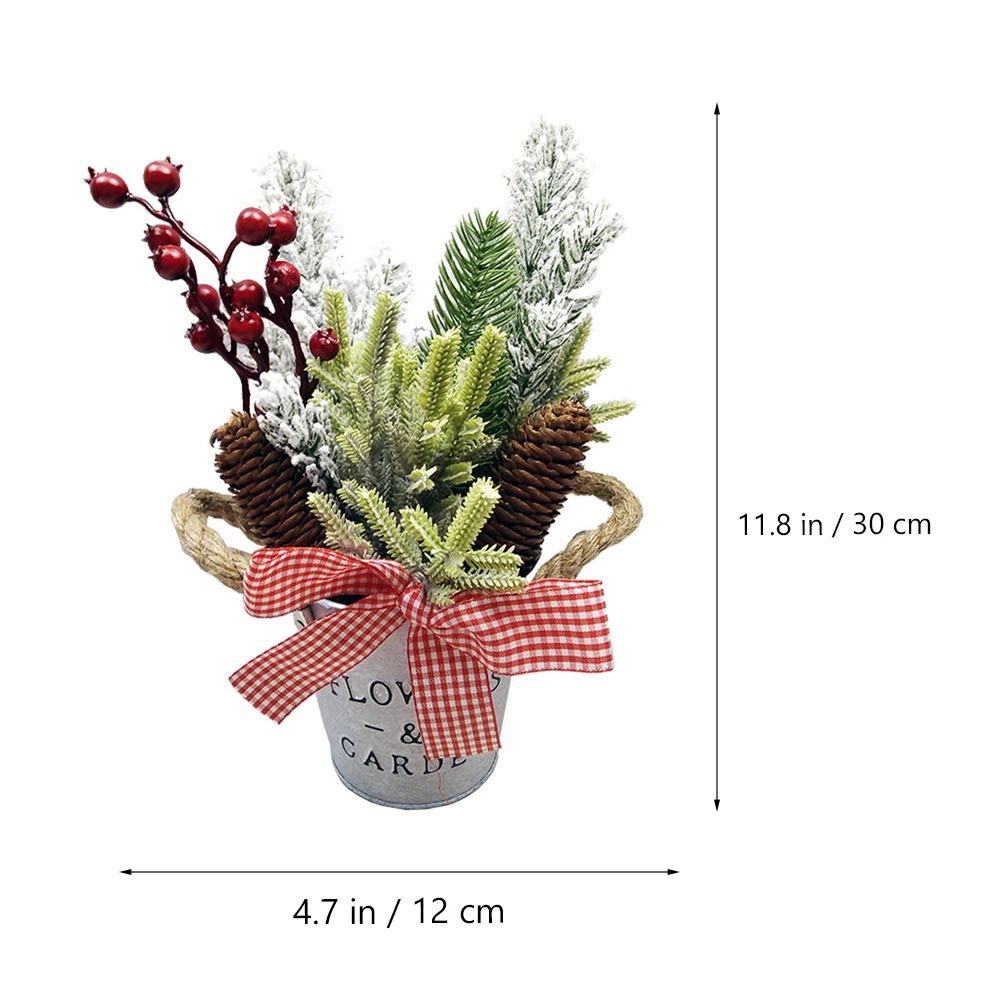 

1pc Mini Christmas Tree Braided Rope Bucket PVC Material Lightweight Setup Creative Ornament Gift Realistic Appearance Colorful