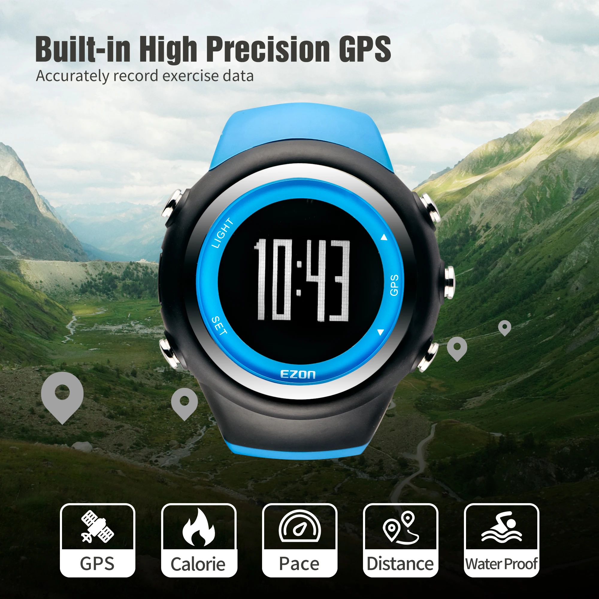 Best Selling EZON T031 GPS Running Sports Watch Sport Outdoor Waterproof Digital Watch Speed Distance Calorie Counter Men Watch