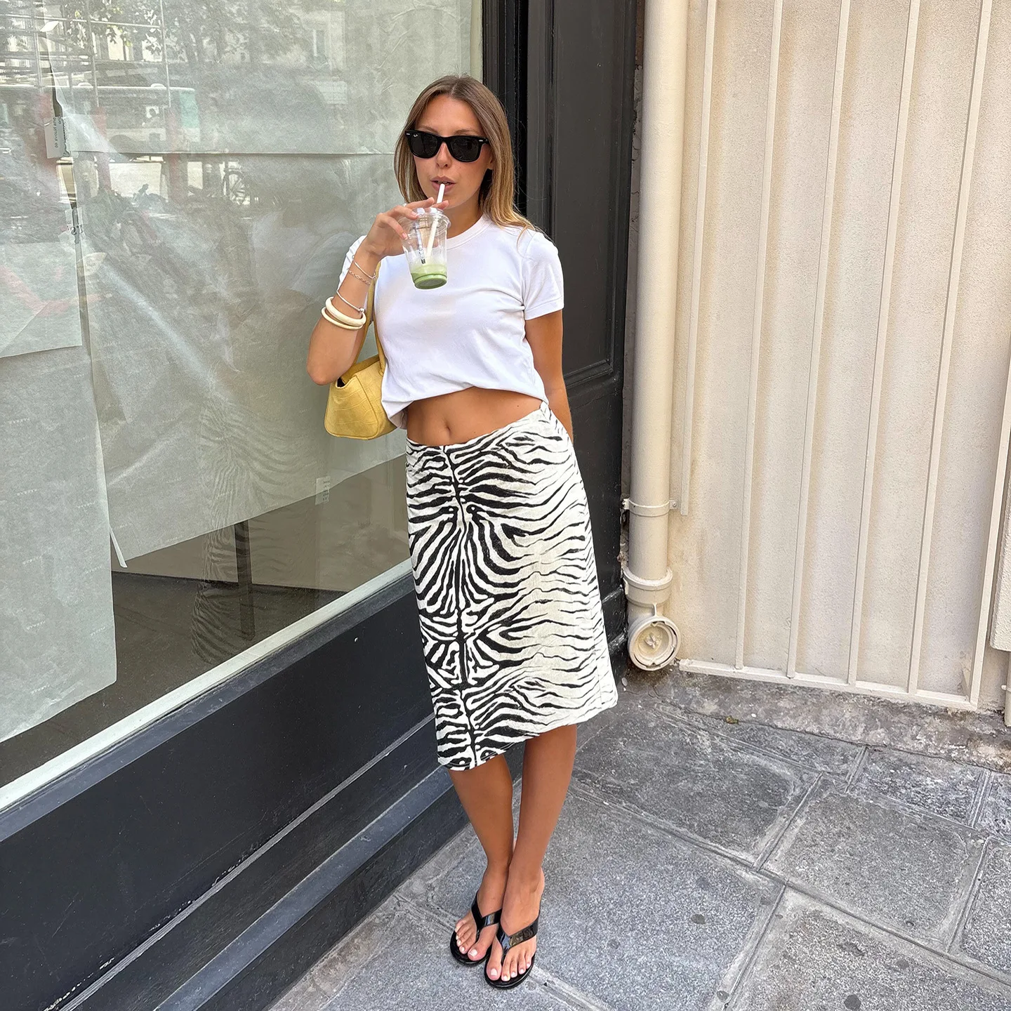Stripe Print Skirt Midi Skirt High Waist A Line Pleated Daily Party Street Office Soft Stretchy Knit Casual Basic Skirt
