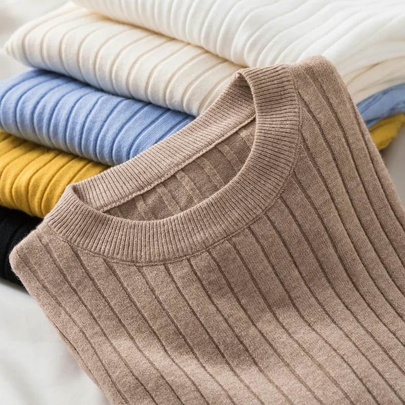 

Pullovers Women Sweaters Knit Soft Jumper Tops Autumn Winter 2025 Tops O-Neck Ribbed Long Sleeve Korean Slim-fit Female Sweater