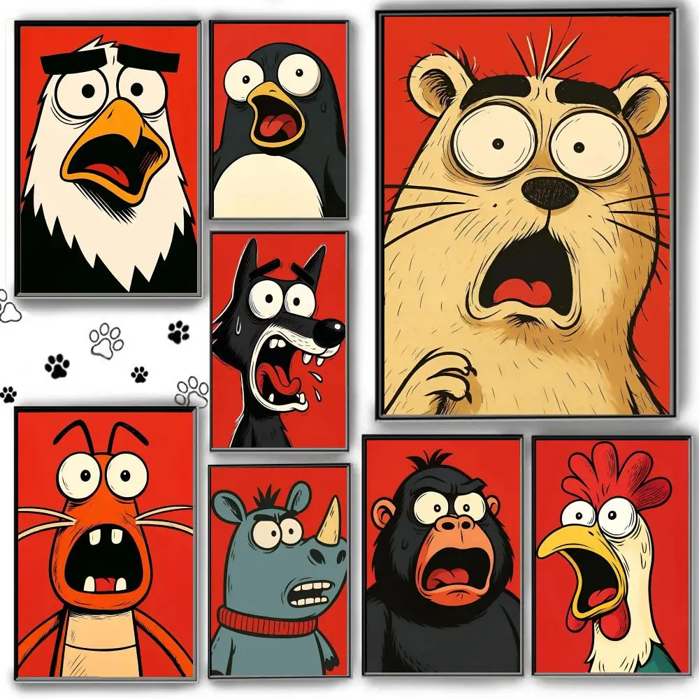 Shocked Animals Poster Self Adhesive HD PVC Wall Art - Waterproof & Stain Proof For Home Office