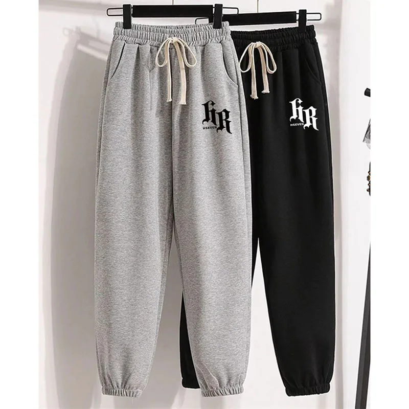 Korean Women Large Size 5XL Sweatpants Autumn Femme High Waist Thin Legged Trousers Spring Ladies Fashion Patchwork Pocket Pants