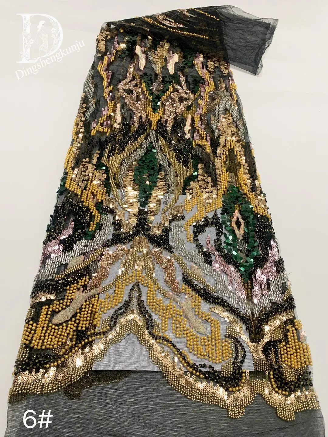 

French luxurious lace fabric, African handcrafted lace beaded mesh fabric, Nigerian mesh sewing fabric, all of high quality