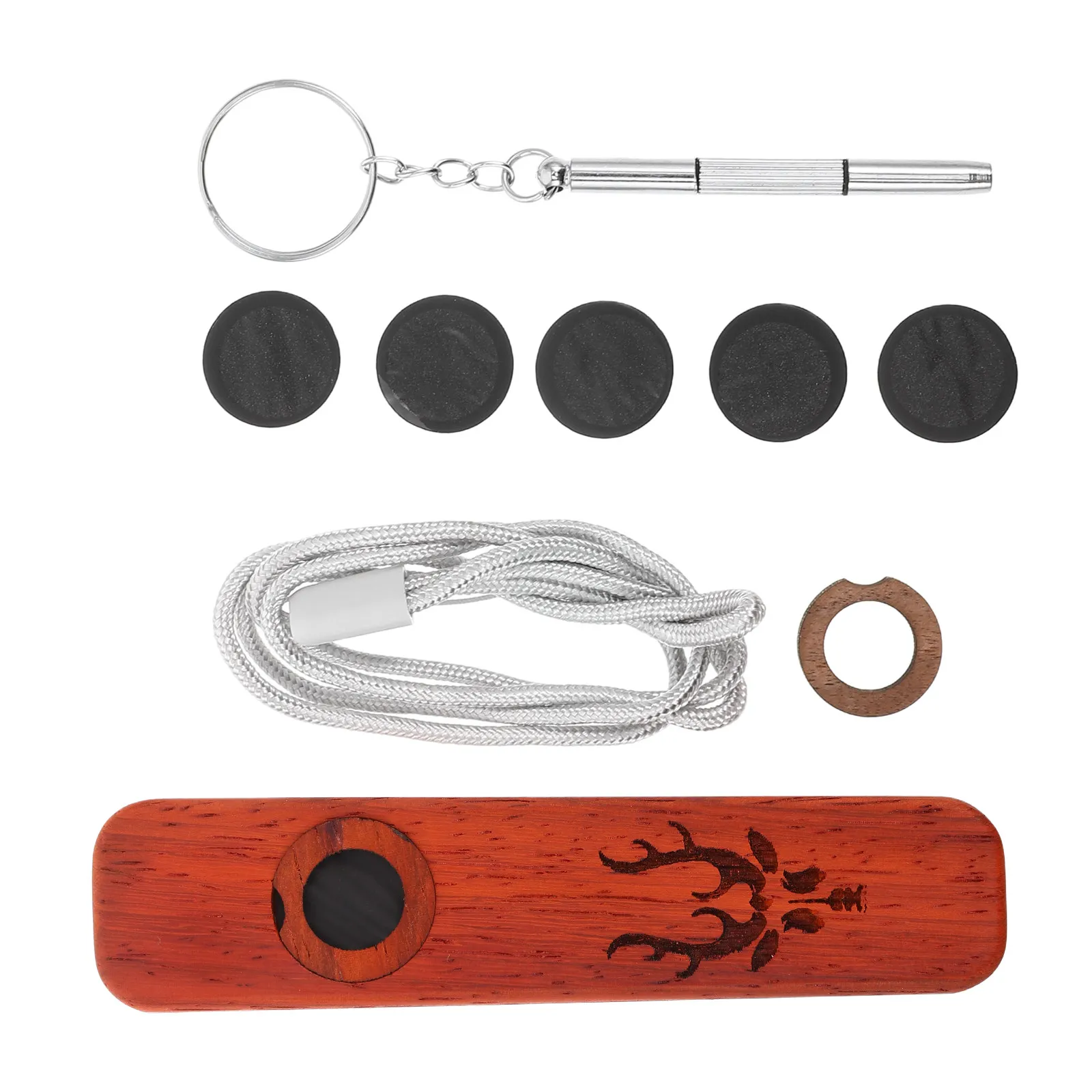 1Set Wooden Kazoo Natural Red Rosewood Portable Easy Play Music Instrument Guitar Ukulele Accompaniment Classroom Party Kazoo