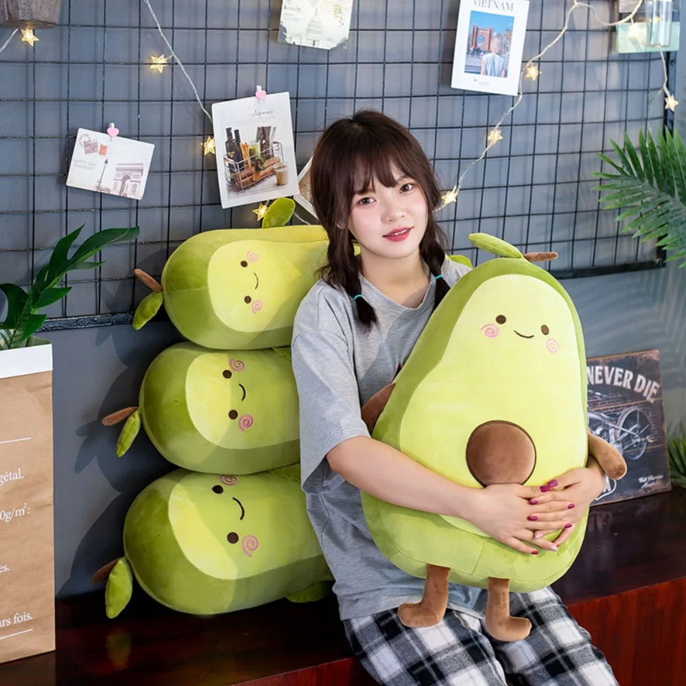 Kawaii 32/50/60cm Stuffed Fruit Avocado Doll Avocado Sleeping Green Giant Toy Sleeping Pillow Room Decor