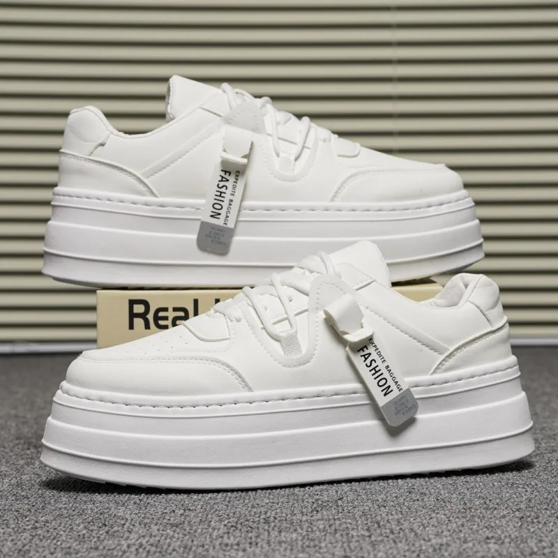 

Белая мужская повседневная обувь высокого качества, туфли на плоской подошве, лоферы, модные мужские кроссовки с увеличенным лифтом, обувь для скейтборда, Tenis