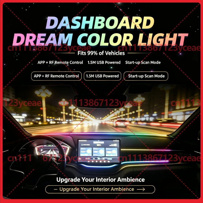 For Auto USB RGB Startup Scan Dashboard Ambient Light Windshield Interior LED Decor Strip Hardware Repair Component