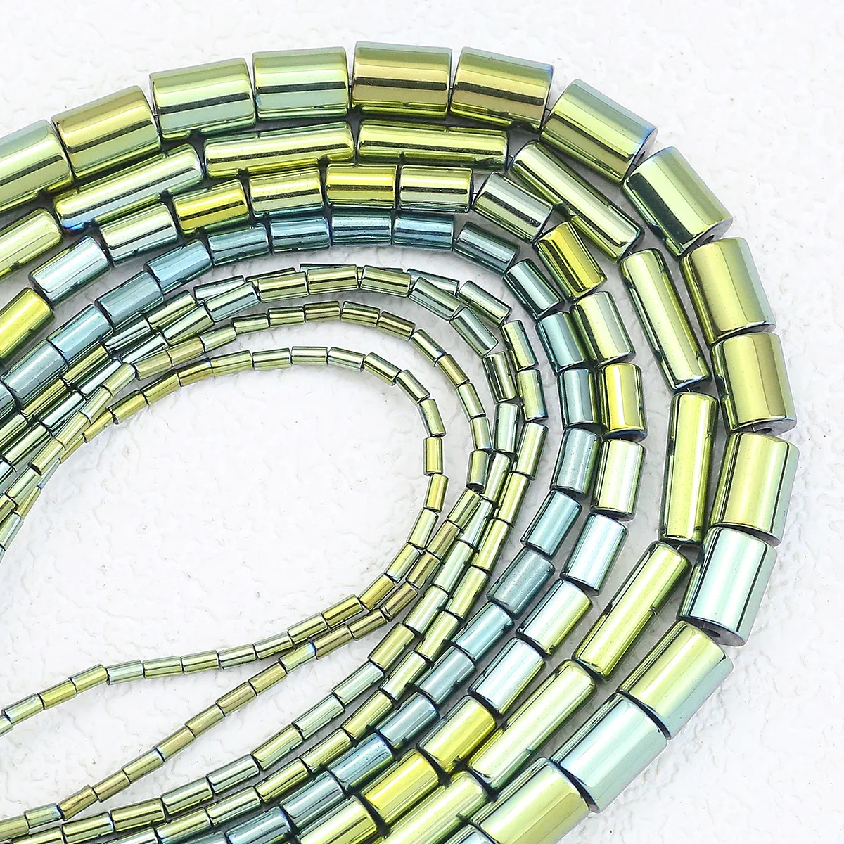 4/5/6/8MM Überzug Naturstein Hämatit Grün Zylinder Form Lose Spacer Perlen Für Schmuck Machen DIY Armbänder Zubehör
