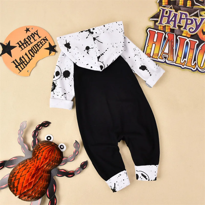 2024 Halloween Newborn Baby Rompers Infant Babe Girl Boy Romper Long-Sleeve Hoodies Cotton Letter Print Nighmare Befor Nap Time