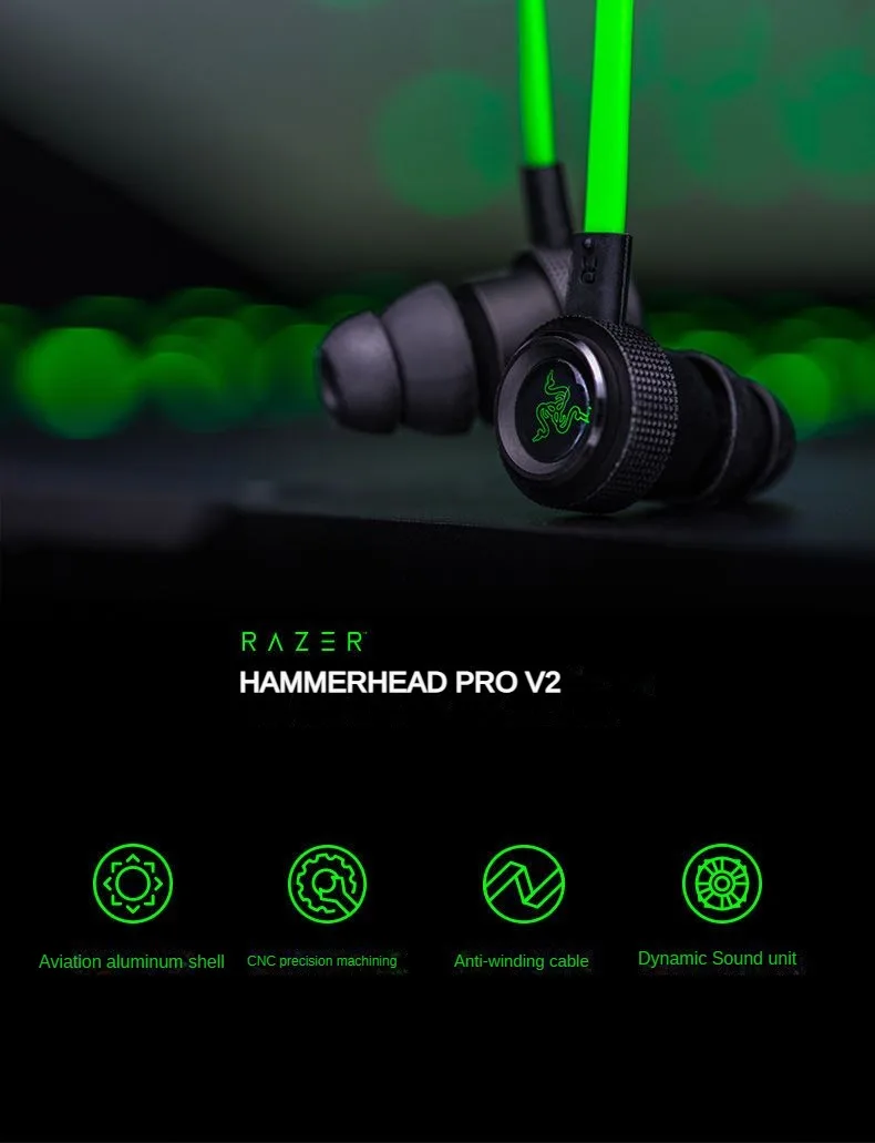 Razer HAMMERHEAD PRO V2 Headphones 3.5mm Wired Portable Stereo