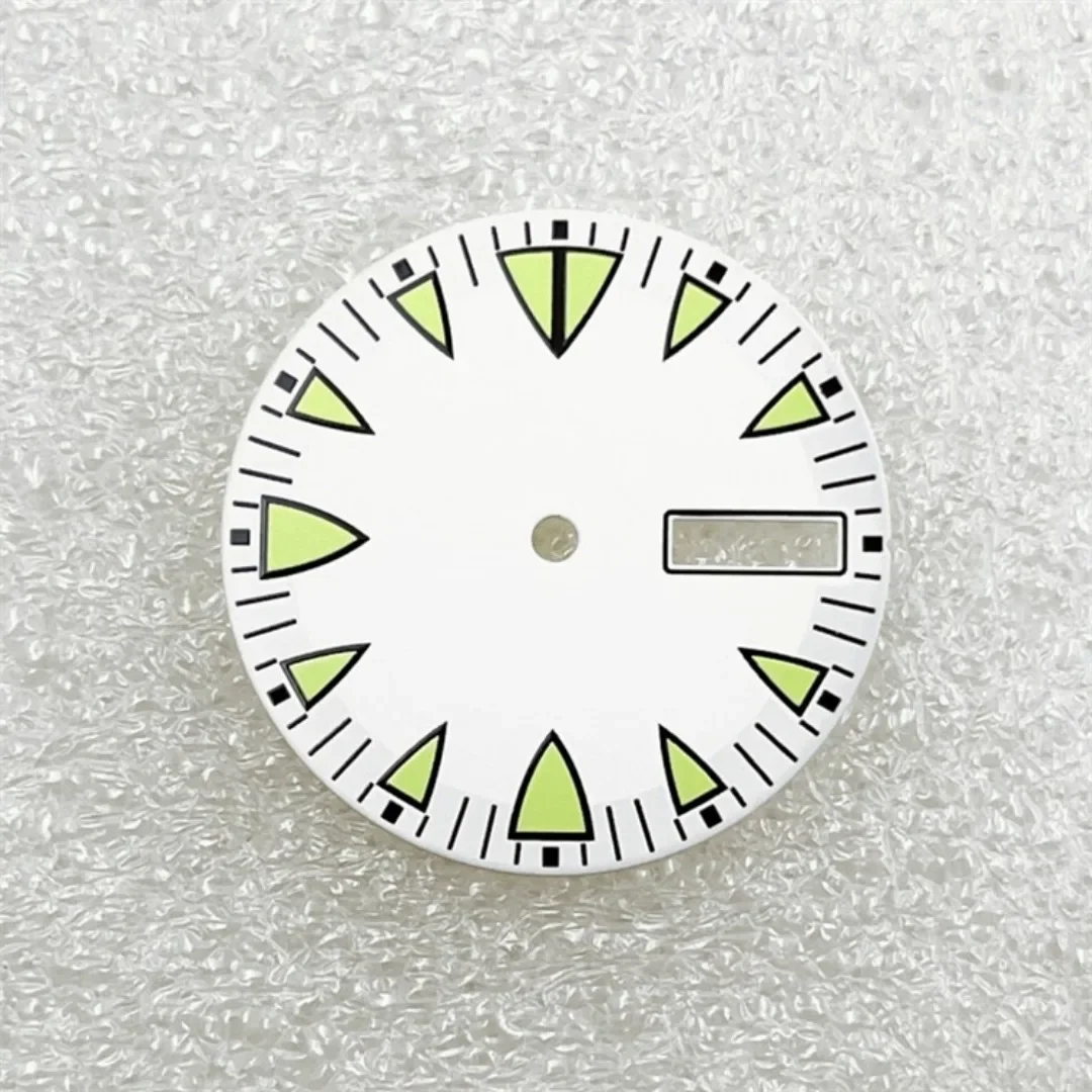 28.5mm NH36 Watch Dial Triangular Scale Dial Green Luminous Mechanical Watch Face for NH36A Dive Watch Conversion Parts