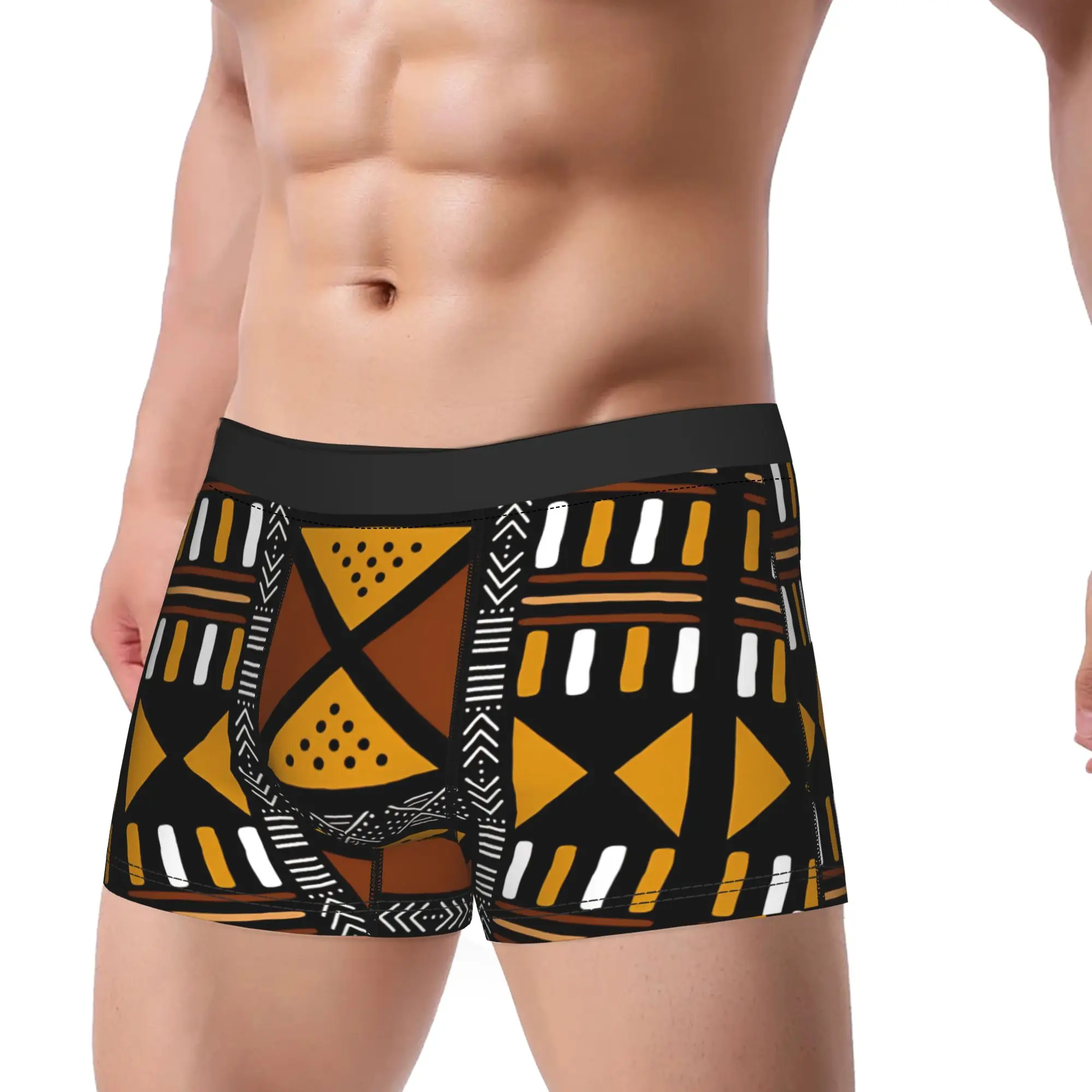 African Bogolan Mud Cloth Underwear  Men's Underpants Print Novelty Boxershorts Hot Sale Shorts Briefs Plus Size