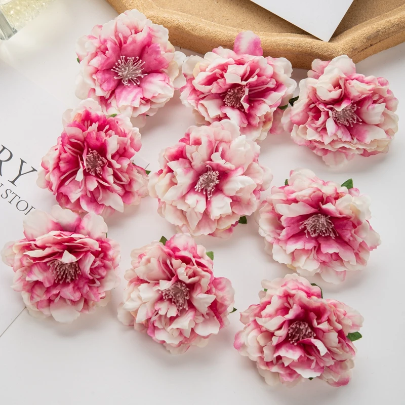 10 Stück Künstliche Seiden-Pfingstrosenblumen für Scrapbooking, DIY, Kunsthandwerk, Staubknospen für Heim-, Party-, Hochzeitsdekoration, Garten, Weihnachten – Detail 6