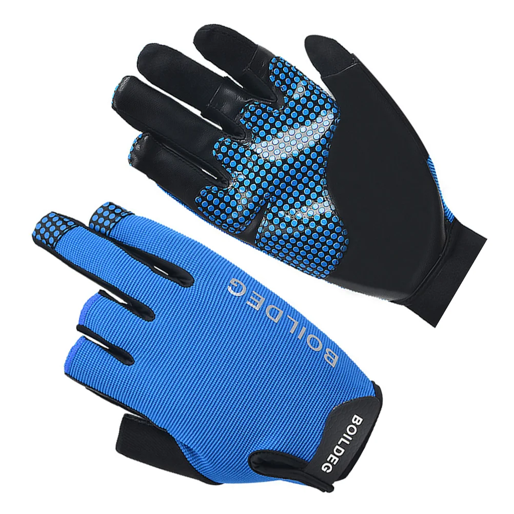 

1 Pair of Anti Skid Fishing Glove Professional Reflective Outdoor Rowing Sailing Gloves - Size L (Blue)