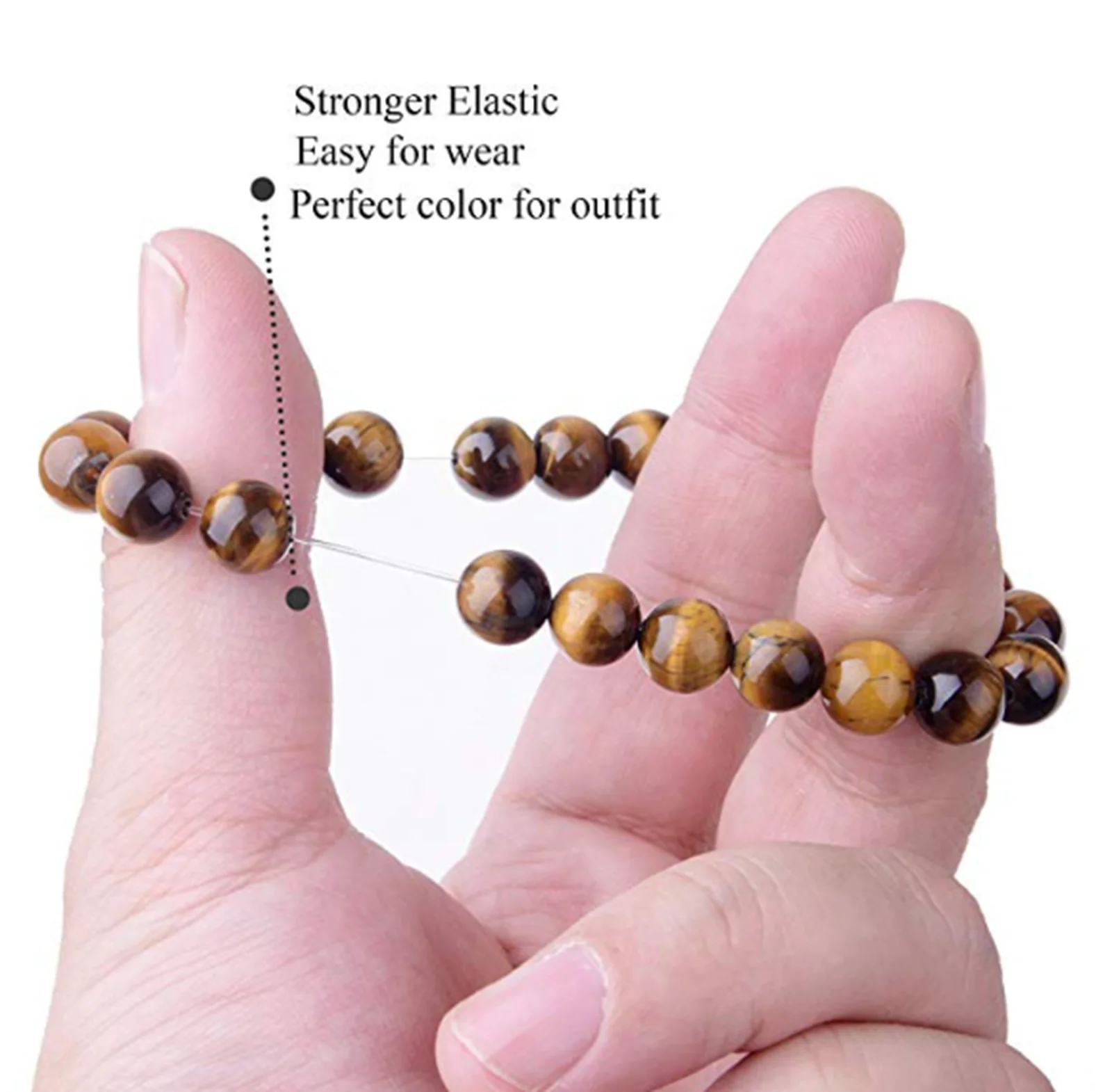 Natural Gemstone Chiastolite 8mm Beads 7.5 Inch Bracelet Andalusite Round Beads Bracelet