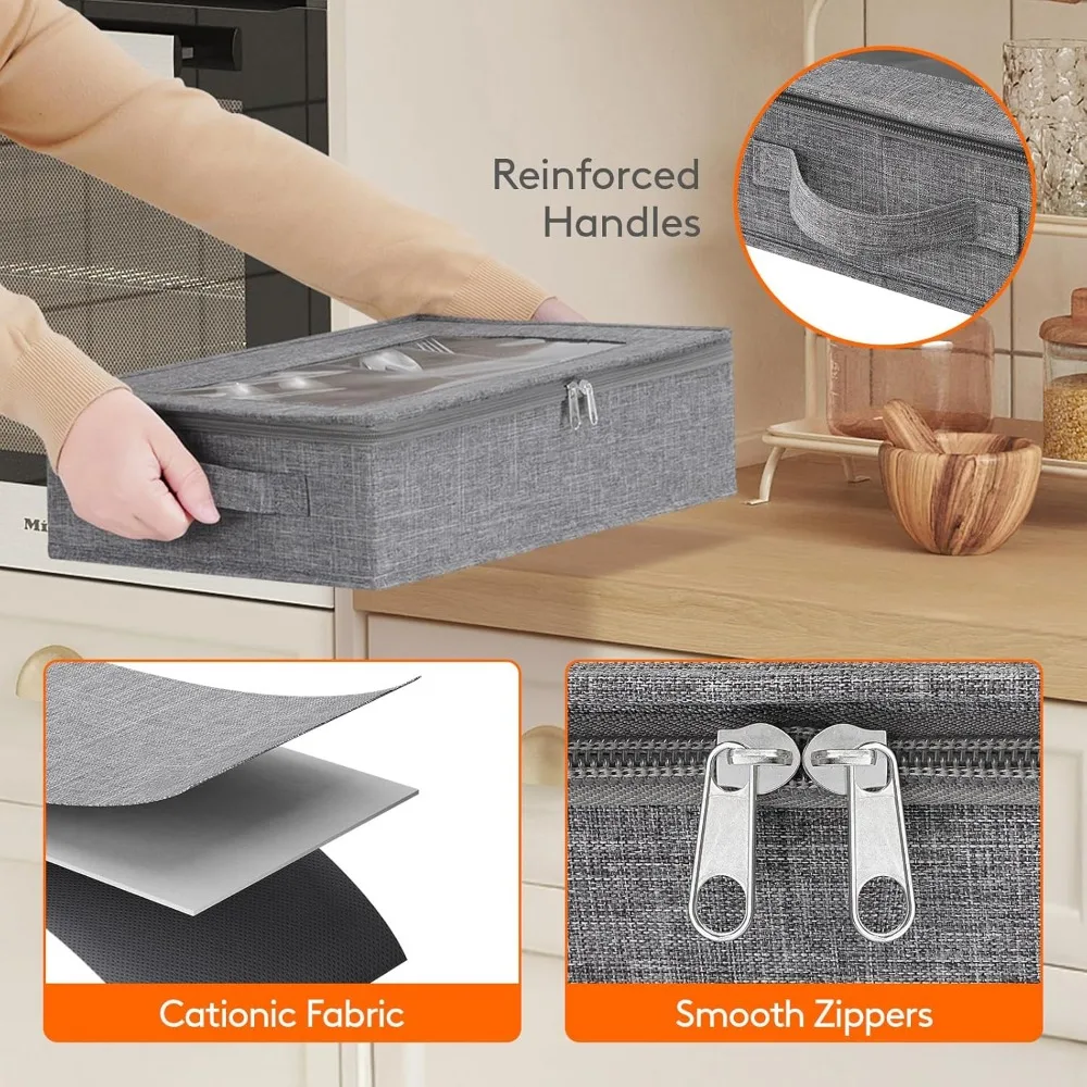 منظم أدوات فضية مدمج مع فواصل قابلة للتعديل وغطاء بسحاب للسفر أو المنزل