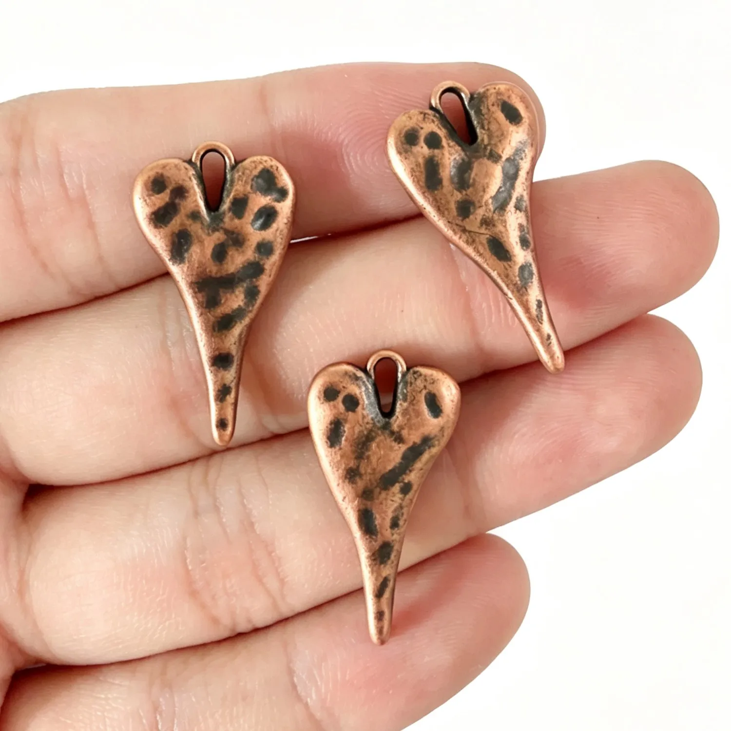 10Pcs 26.5×13.5mm Zinc Alloy Antique Red Copper Meteorite Texture Irregular Heart Pendants DIY Jewelry Accessories H5279