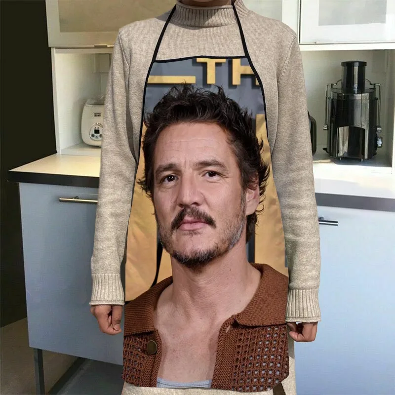 1Pcs Custom Pedro Pascal Kitchen Apron Dinner Party Cooking Apron Baking Accessories For Men Women Waterproof Oil-Proof Fabric