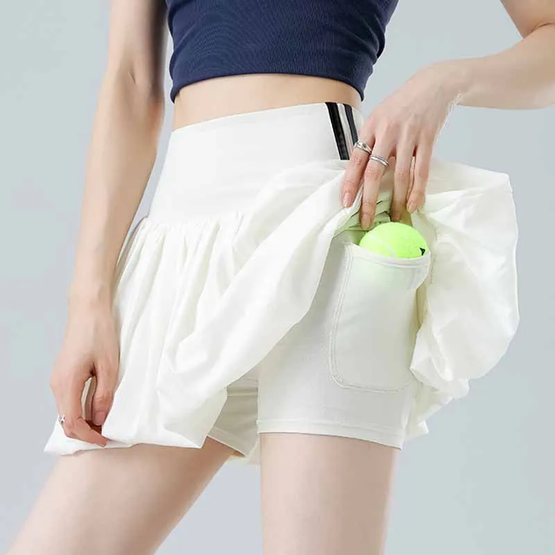 Women's High Waist Sports Short Skirt Fitness Summer Quick Dry Yoga Running Tennis Golf Mini Skirts Inner Pocket Pleated Skirts